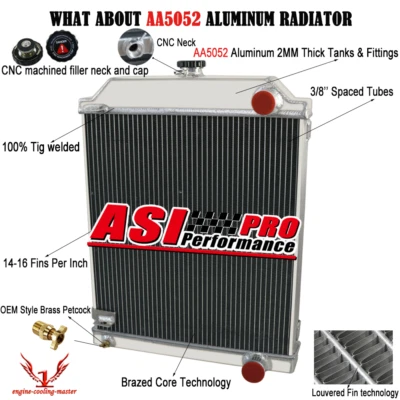 4 Rows Aluminum Radiator fit 1951-1961 Jaguar Mark IX VII VIII Base 3.4L l6 GAS Foto 1 de 4