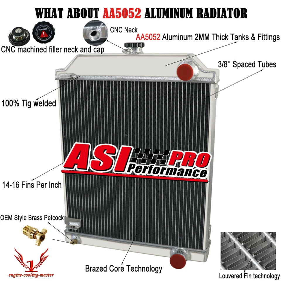 4 Rows Aluminum Radiator fit 1951-1961 Jaguar Mark IX VII VIII Base 3.4L l6 GAS Foto 1 de 4