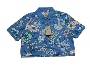 THE NIKE GOLF POLO WOMENS FLORA SIZE SMALL DRI FIT LOOSE BLUE CROP TOP - Picture 1 of 6