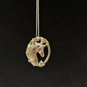 Einhorn Pferd Anhänger zweifarbig Gold und Silber - Bild 1 von 5