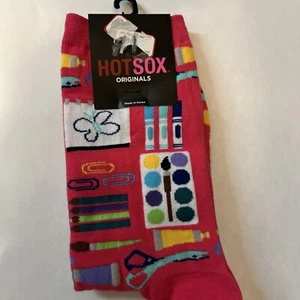 NWT WOMENS Hot Socks Crew Socks pink, art supplies - Picture 1 of 3