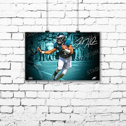 Facsimile Signature Philadelphia Eagles Jalen Hurts 17 x 11 Spotlight Photograph Cover