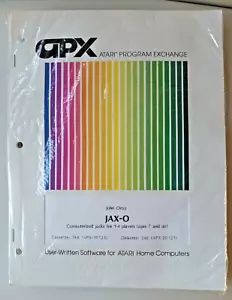 JAX-O ;Atari 400/800/LX/XE; Disk w/manual APX-20121 NOS Plastic Cover - Picture 1 of 2