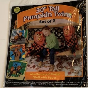 SunHill Vintage 1995 Halloween Big 3’ Ft Tall Pumpkin Twins Yard Decoration - Picture 1 of 3