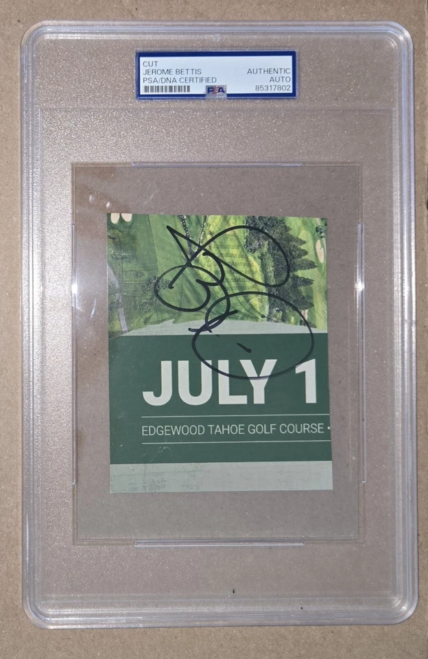 Autógrafo assinado por Jerome Bettis corte laje jumbo *CERTIFICADO DE AUTENTICIDADE PSA* - Imagem 1 de 1
