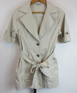 CAbi 777 Sandy Trench Coat Jacket Womens Size 0 Khaki Short Sleeve - Picture 1 of 9