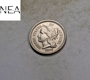 1870 3 Cent Coin (Three Cent Nickel 3C) * Gem BU * Low Mintage * ZT431 - Picture 1 of 3