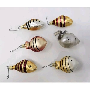 Vintage Czech Republic Glass Fish Set of 12 Christmas Ornaments Mouse Tropical - Picture 1 of 15