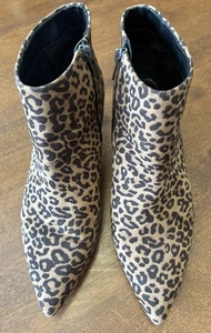 CIRCUS BY SAM EDELMAN Kirby Leopard Print Heeled Pointed Toe Booties Size 9.5 - Picture 1 of 4