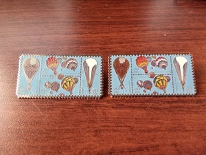 2 mehrfarbige 20 Cent Stempel Stil Heißluftballon Sammlerstück Anstecknadel  - Bild 1 von 4