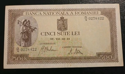 Billete de 500 Lei de Rumania PK #51a 1941 sin circular Foto 1 de 2