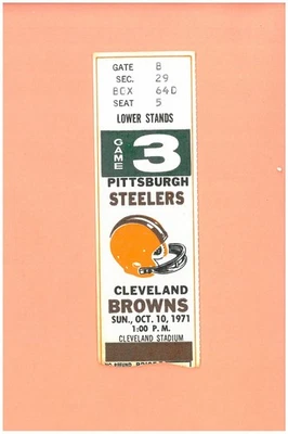 Boleto Topps Terry Bradshaw de los Pittsburgh Steelers en los Cleveland Browns 10-10-1971 Foto 1 de 2