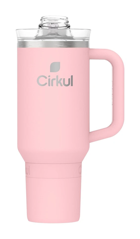 CIRKUL, INC. Cirkul 40Oz. Blush Stainless Steel Tumbler With Handle, All-Day Strawsip™, Do...