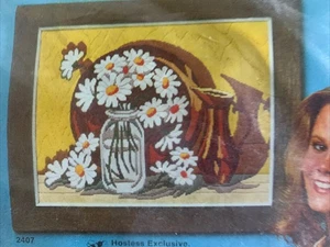 Daisies Still Life Vintage Longstitch Needlepoint Kit NIP 18x14 Mason Jar - Picture 1 of 8