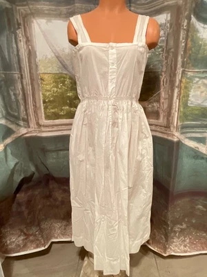 Antique Edwardian 1900s White Cotton Chemise Slip Dress - Image 1 of 4