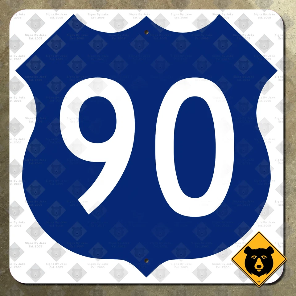 Florida US Route 90 highway road sign blue 1956 12x12 Jacksonville Tallahassee - Image 1 of 2