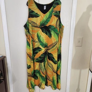 catherines floral tropical slvslss aline maxi dress sz 4x palm banana leaf print - Picture 1 of 5