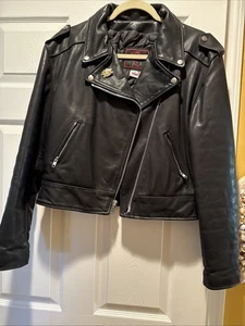 schwarze Echtleder Harley Davidson Motorradjacke, Größe 16, Unisex - Bild 1 von 5