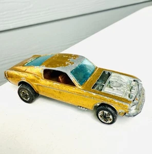Hot Wheels Redline 1967 Custom Mustang Painted Tail Early Hong Kong Gold Ford - Picture 1 of 8
