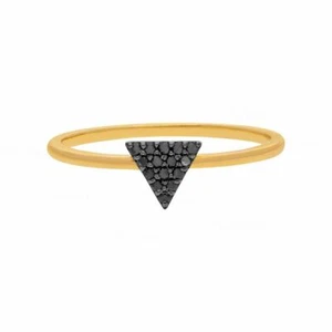14K Gold 0.08 Ct. Black Lab-Created Diamond Triangle Design Ring Fine Jewelry - Picture 1 of 1