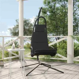vidaXL Garden Swing Chair with Cushion Dark Grey Oxford Fabric&Steel - Picture 1 of 11