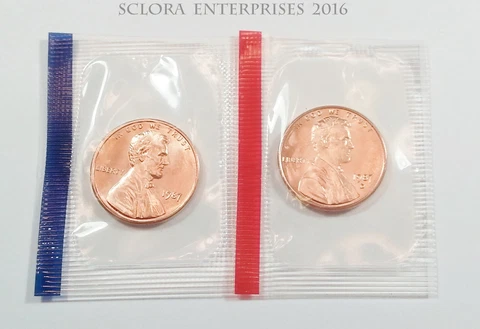 1987 P & D Lincoln Cent / Penny Set (2 Coins) *MINT CELLO*  **FREE SHIP** Cover