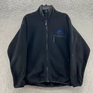 Vintage Helly Hansen Jacket Mens Medium Black Full Zip Fleece Outdoor Mock Neck - Picture 1 of 10