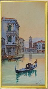 "Gondeln im Kanal von Venedig" feines, signiertes Werk