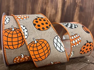Parche de calabaza fenomenal cinta de lino sintético de 2,5 pulgadas rollo de 10 yardas suministros artesanales - Imagen 1 de 5