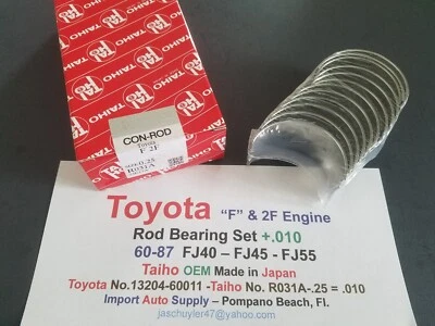 Toyota Land Cruiser F - 2F Engine 60-87 Rod Bearing Set +.010  Taiho - Japan - Image 1 of 2