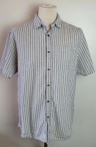 ATLANTIC BAY Mens Size XL Brown Striped Collar Short Sleeve Casual Shirt G1 - Picture 1 of 8