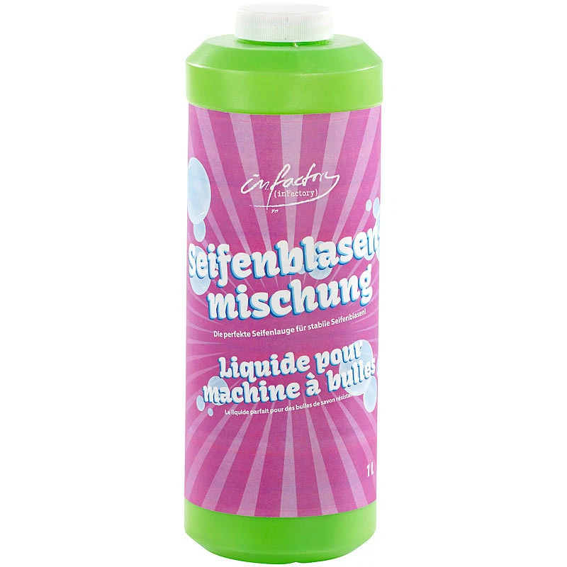infactory Seifenblasenfluid: Mischung für bunte Seifenblasen, 1 Liter - Bild 1 von 1