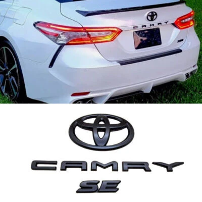3PCS 2018-2023 TOYOTA CAMRY SE Matte Black EMBLEM OVERLAY KIT PT948-03191-02 NEW - Image 1 of 2
