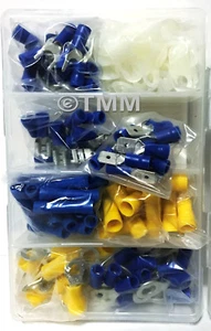 112 Piece Electrical Connector Kit & Case Butt Ring Spade Terminals Cable Clamps - Picture 1 of 5