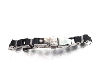 SHR & Simmons Stainless Steel Black Rubber Natural Diamond Bracelet - Image 1 of 4