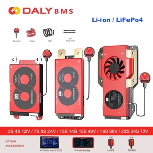 Daly Smart BMS LiFePo4 Li-Ion 4S 12V 8S 24S 72V 48V 16S 20S 40A-500A BT BMS lot - Picture 1 of 31