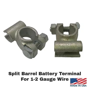 Pack of 2 Battery Wire Terminal Split Barrel Flag Positive 1-2 Gauge AWG POS - Picture 1 of 4