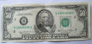 1981 $50 FRN B BLOCK NYNY B16964698B, CRISP AU CONDITION, CIRCULATED - Picture 1 of 3