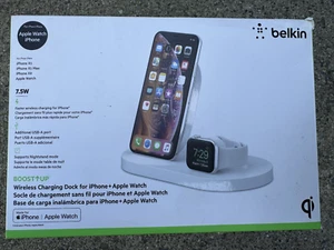 Belkin Station de Charge Sans Fil Rapide 7,5W Boost Up pour iPhone + Apple Watch, Blanc - Photo 1 sur 15