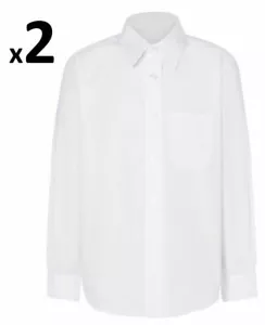 2 Pack Boys School Shirt Long Sleeve Uniform Winter 5-16yrs, 15-17.5" Collar - Picture 1 of 2