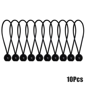 10X Elastic Rope Tent Fix Cord Black Ball Bungee Loop Strap For Outdoor Fix Band - Picture 1 of 11