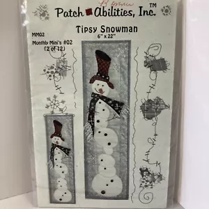 TIPSY SNOWMAN BY PATCH ABILITIES APPLIQUE QUILT PATTERN 8 X 24 with button pack - Picture 1 of 2