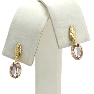 14K Gold Alexandrite June Birthstone Dogwood Dangle Earrings New Child - Picture 1 of 6