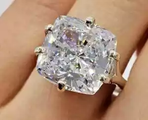 5 Ct Cushion Cut Treated White Diamond 925 Silver Engagement Ring! Certified - Picture 1 of 7