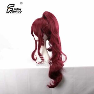 Perruque cosplay princesse Megara Meg vin rouge long perruques cheveux synthétiques pour adultes