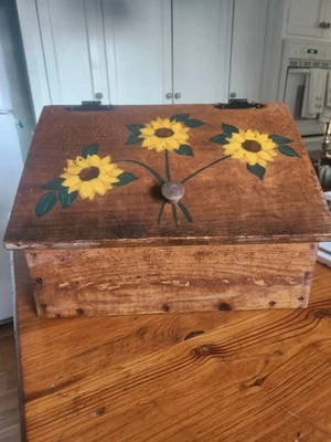Large Vintage Cottagecore Kitchen Bread Box Altered And Needs Cleaning - Image 1 of 4