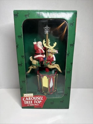 Vtg 1997 Mr. Christmas Animated Lighted Santa/Deer Carousel Tree Topper (READ) - Image 1 of 4