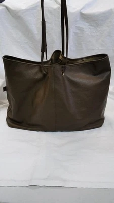 YVES SAINT LAURENT Shoulder Tote Bag Brown Leather with Pouch Vintage Used Japan - Image 1 of 4