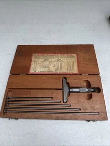 Starrett No 445 0-10” Depth Micrometer In Original Wood Box - Picture 1 of 9
