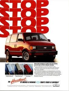 Chevrolet 1989 Astro Van anuncio impreso 4 ruedas frenos antibloqueo multicolor - Imagen 1 de 1